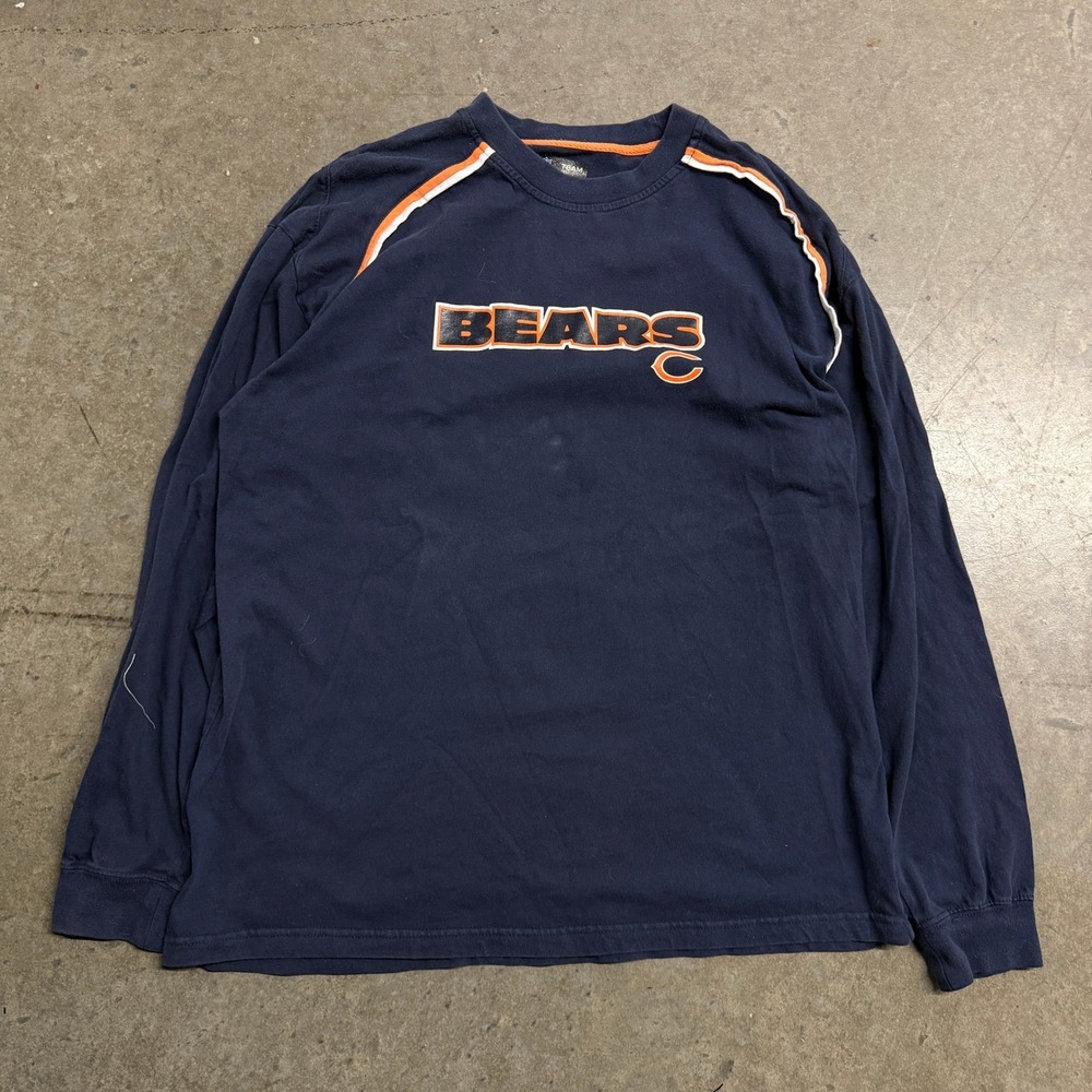 NFL‎ Team Apparel Chicago Bears Mens Large Long Sleeve T-Shirt Navy Blue Cotton